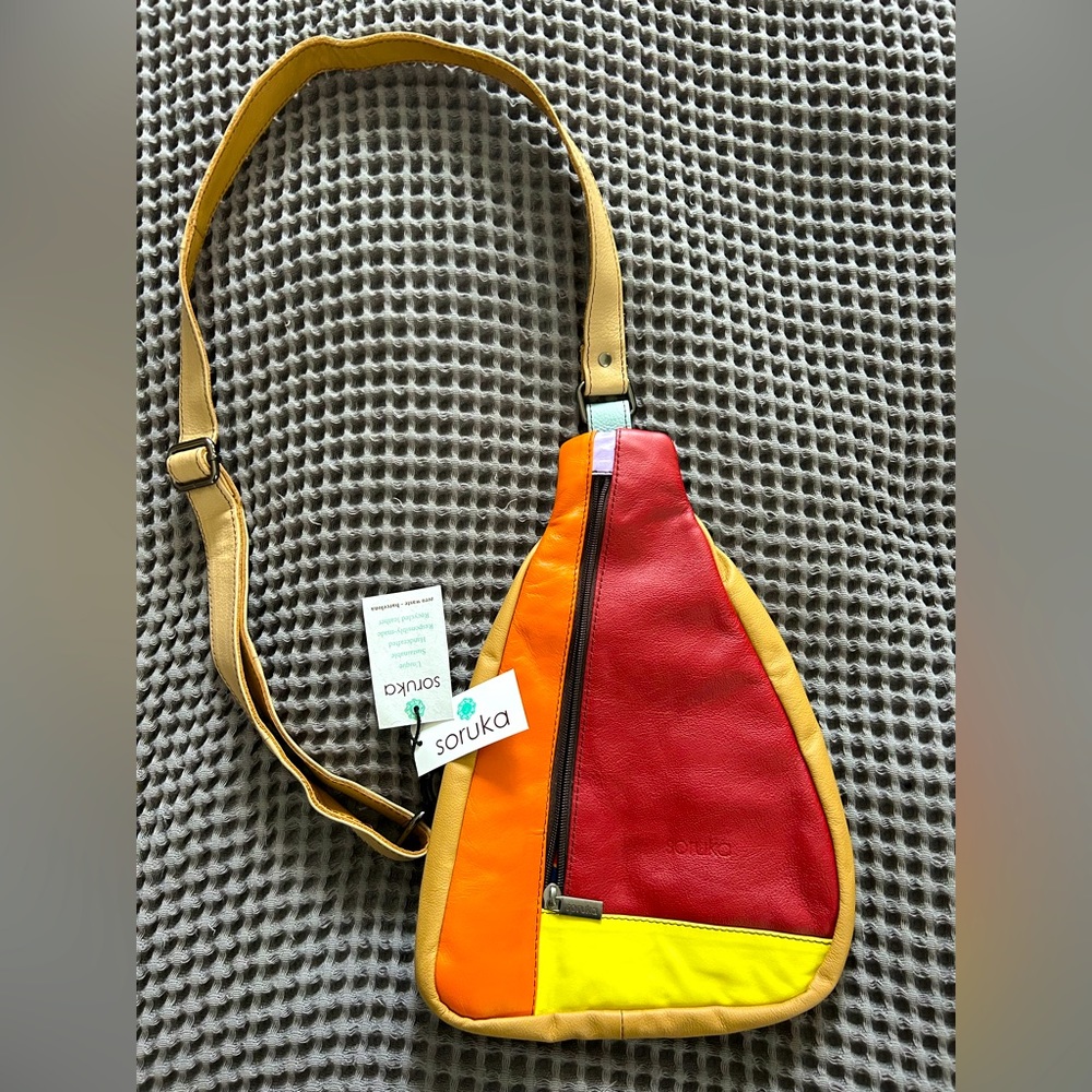 SORUKA leather cross body bag. NWT.